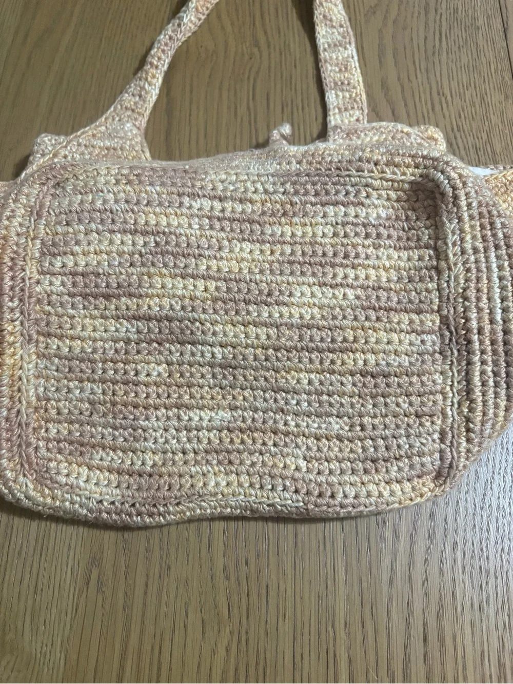 The Sak Crochet Chevron Tote in Peach & Creamy Yellow